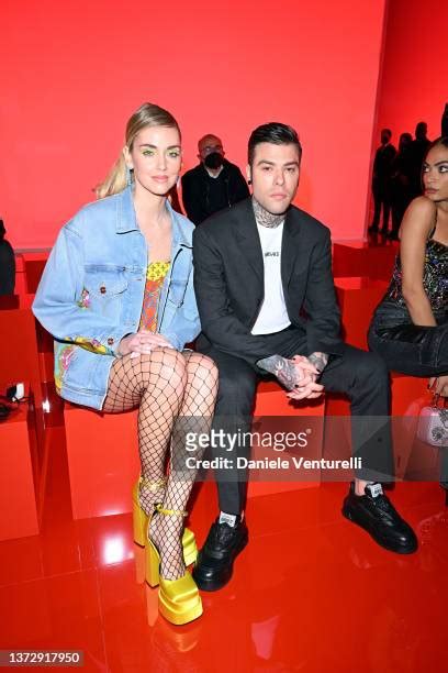 Fedez is seen on the front row of the Versace fashion show 